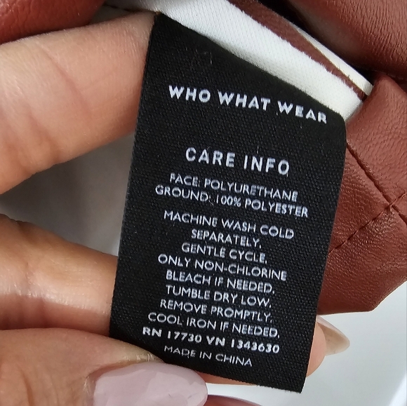 New Women's Faux Leather Balloon 3/4 Sleeve Blouse - Who What Wear  - Picture 5 of 7